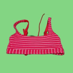 Hot pink striped bikini top